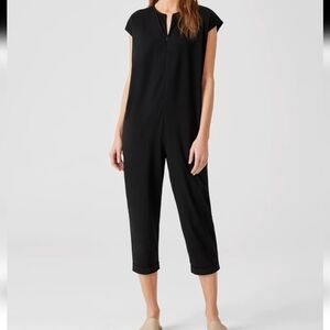 Eileen Fisher Traceable Organic Cotton Jersey Jumpsuit In Black Size XS